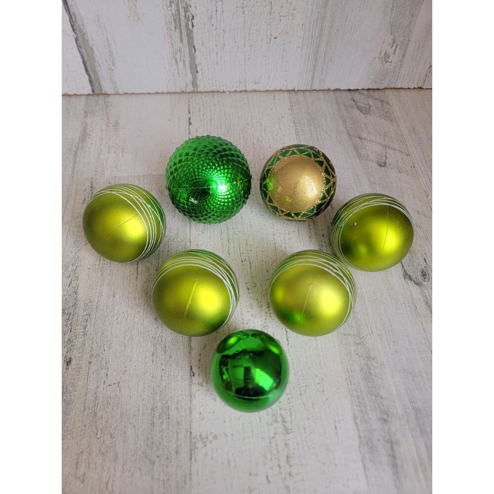 Variety‎ green ball ornament Xmas swirl glitter golden